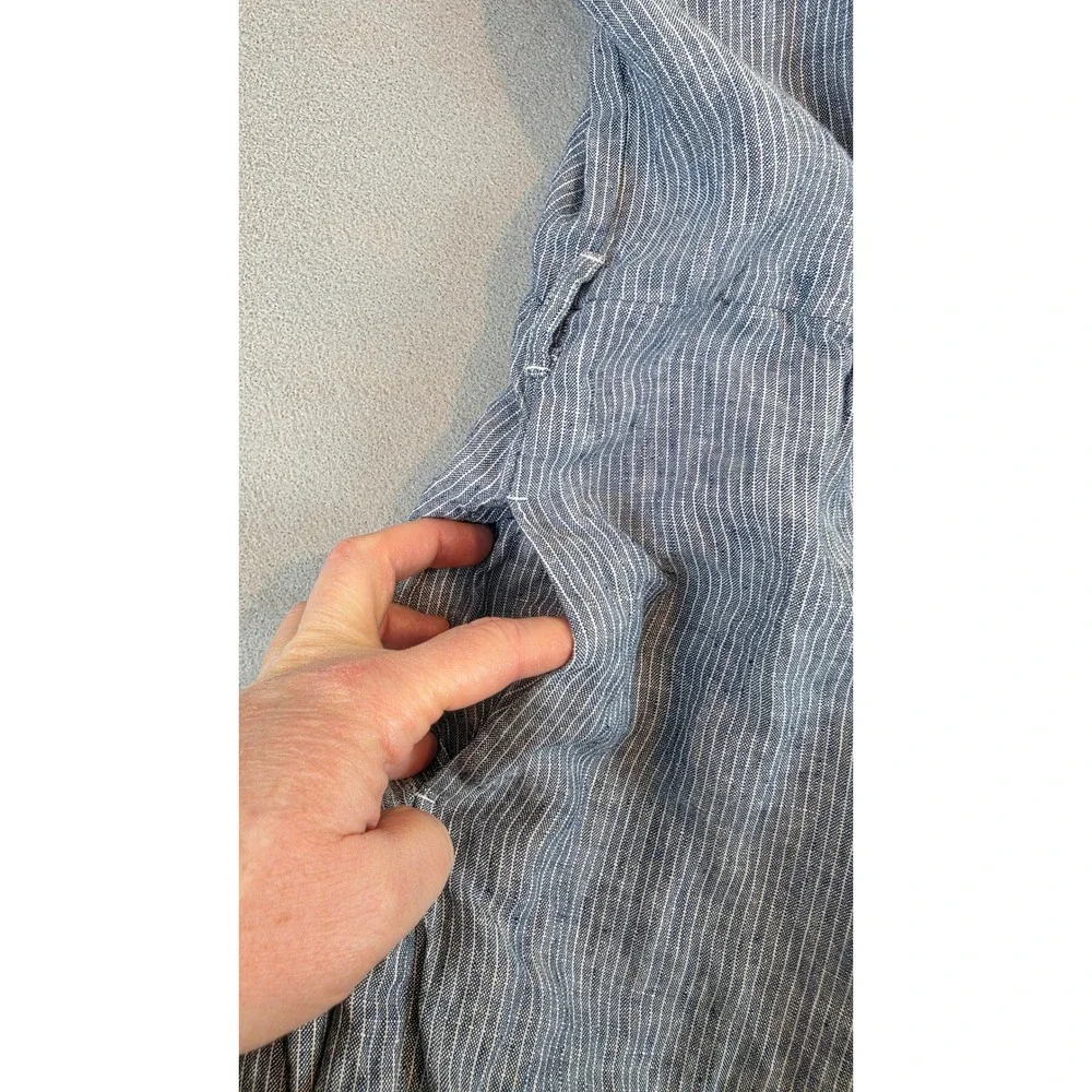 Everlane Womens Blue White Railroad Striped 100% Linen Button Jumpsuit sz 0